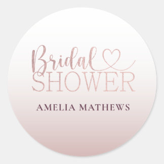 Elegant Rose Gold Glitter Bridal Shower Ronde Sticker