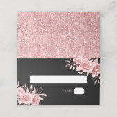Elegant Rose Gold Glitter Floral Black Plaatskaartje (Buitenkant ongevouwen)