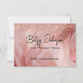 Elegant Rose Gold Glitter Gift Certificate Card Kaart