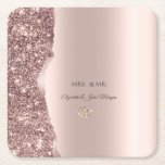 Elegant Rose Gold Glitter Gold Rings Kartonnen Onderzetters<br><div class="desc">Elegant chic glitter border and gold heart rings on a rose gold background.</div>