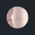 Elegant Rose Gold Glitter Gold Rings Magneet<br><div class="desc">Elegant chic glitter border and gold heart rings on a rose gold background.</div>