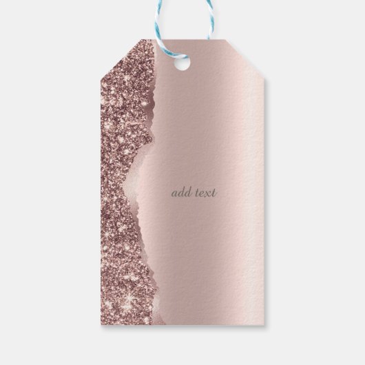Elegant Rose Gold Glitter Script  Cadeaulabel (Achterkant)