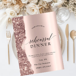 Elegant Rose Gold Glitter Script  Kaart