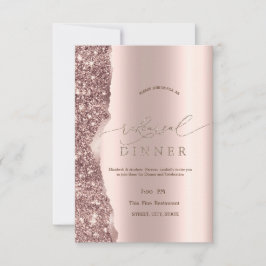 Elegant Rose Gold Glitter Script  Kaart