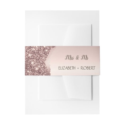 Elegant Rose Gold Glitter Script  Uitnodigingen Wikkel (Voorkant Voorbeeld)