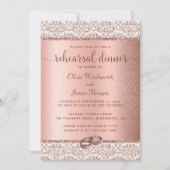 Elegant Rose Gold Glitter Wedding Rehearsal Dinner Kaart (Voorkant)
