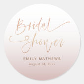 Elegant Rose Gold Gradient Bridal Shower Ronde Sticker (Voorkant)