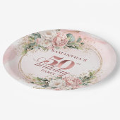 Elegant Rose Gold Greenery 50th Birthday Paper  Papieren Bordje (Gekanteld)