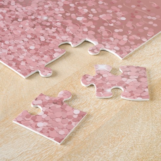 Elegant Rose Gold Luxe Shimmer Monogram Legpuzzel (Zijkant)