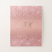 Elegant Rose Gold Luxe Shimmer Monogram Legpuzzel (Verticaal)