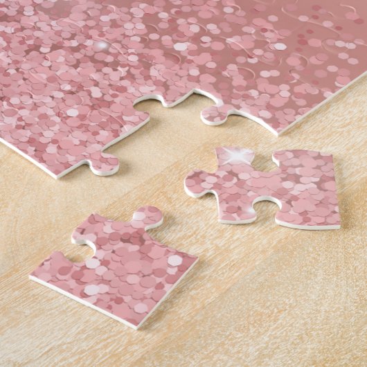 Elegant Rose Gold Luxe Shimmer Monogram Legpuzzel (Zijkant)