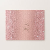 Elegant Rose Gold Luxe Shimmer Monogram Legpuzzel (Horizontaal)