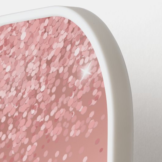 Elegant Rose Gold Luxe Shimmer Monogram Pickleball Paddle (Links Detail)