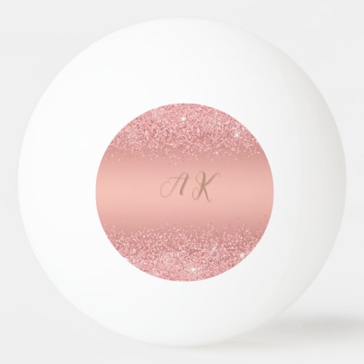 Elegant Rose Gold Luxe Shimmer Monogram Pingpongbal (Voorkant)