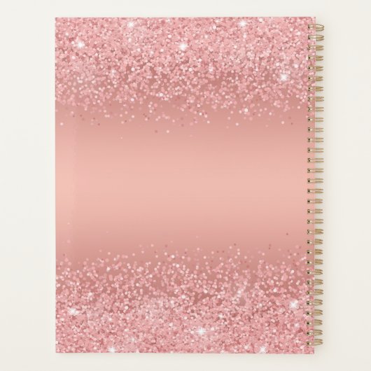 Elegant Rose Gold Luxe Shimmer Monogram Planner (Achterkant)