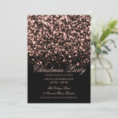 Elegant Rose Gold Midnight Glam Christmas Party Kaart (Staand voorkant)
