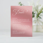 Elegant Rose Gold Modern Wedding Details Informatiekaartje (Staand voorkant)