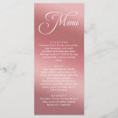 Elegant Rose Gold Modern Wedding Dinner Menu (Voorkant)