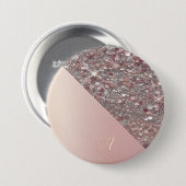 Elegant Rose Gold Monogram Button (Voorkant /achterkant)
