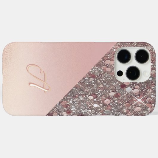 Elegant Rose Gold Monogram Case-Mate iPhone Case (Achterkant (horizontaal))