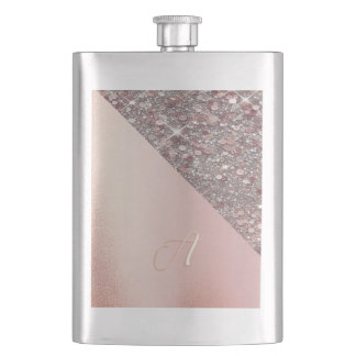 Elegant Rose Gold Monogram Classic Flask Flacon