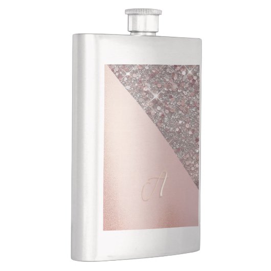 Elegant Rose Gold Monogram Classic Flask Flacon (Rechts)
