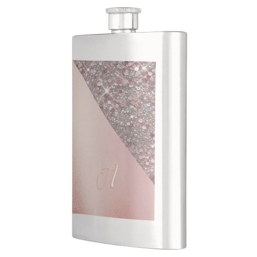 Elegant Rose Gold Monogram Classic Flask Flacon (Links)