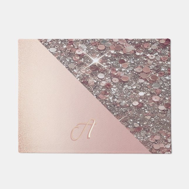Elegant Rose Gold Monogram Deurmat (Voorkant)