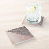 Elegant Rose Gold Monogram Glazen Onderzetter (Schuin)