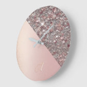 Elegant Rose Gold Monogram Grote Klok (Hoek)