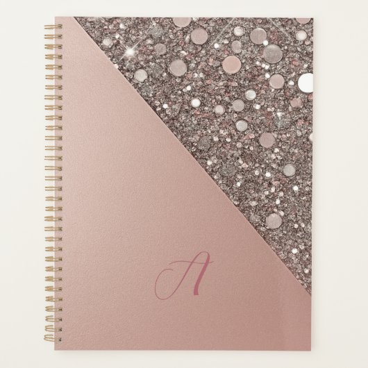 Elegant Rose Gold Monogram Planner (Voorkant)