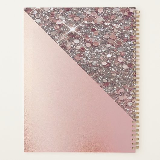 Elegant Rose Gold Monogram Planner (Achterkant)