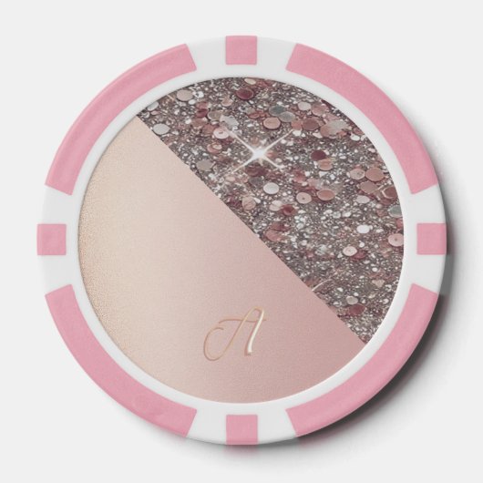 Elegant Rose Gold Monogram Poker Chips (Voorkant)