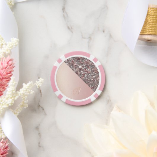 Elegant Rose Gold Monogram Poker Chips (Huwelijk)