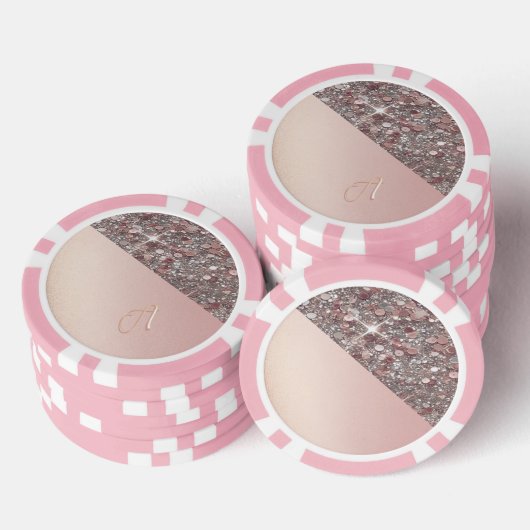 Elegant Rose Gold Monogram Poker Chips (Opstapeling)