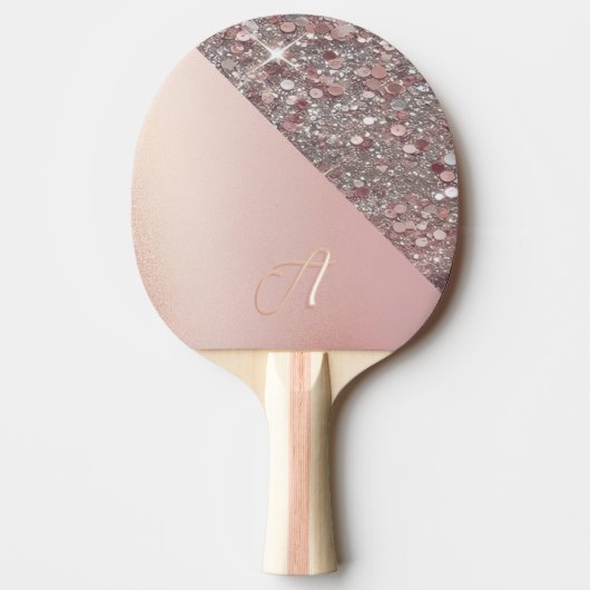 Elegant Rose Gold Monogram Tafeltennisbatje (Voorkant)