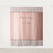 Elegant Rose Gold Monogram Wedding Backdrop Wandkleed (Voorkant)