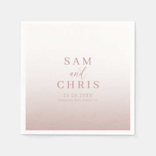 Elegant Rose Gold monogram Wedding Servet (Voorkant)