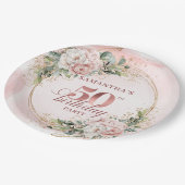 Elegant Rose Gold Peonies 50th Birthday Party Plat Papieren Bordje (Gekanteld)