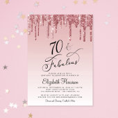 Elegant Rose Gold Pink Glitter 70th Birthday Party Kaart