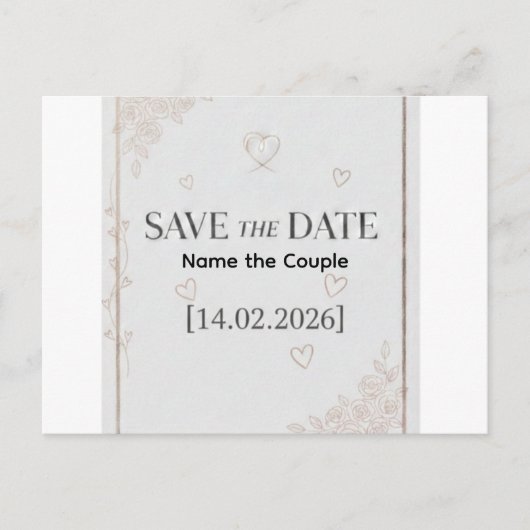 Elegant Rose Gold Save the Date Announcement Postc Aankondigingskaart (Voorkant)