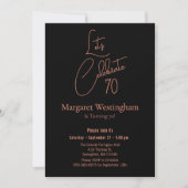 Elegant Rose Gold Script Typography 70th Birthday Kaart (Voorkant)
