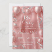 Elegant Rose Gold & Silver Balloon 18th Birthday Kaart (Voorkant)