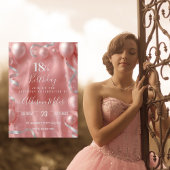 Elegant Rose Gold & Silver Balloon 18th Birthday Kaart