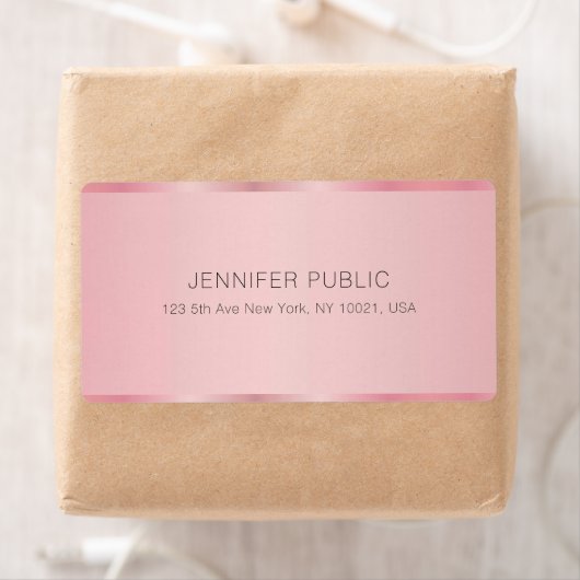 Elegant Rose Gold Template Shipping Address Etiket (Insitu)