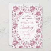 Elegant Rose Gold Toile Rose Pattern Wedding Boho Kaart (Voorkant)