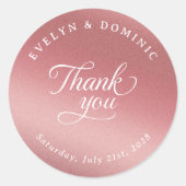 Elegant Rose Gold Wedding Thank You Favor Ronde Sticker (Voorkant)