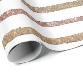 Elegant Rose Gold & White Striped Cadeaupapier (Rol Hoek)