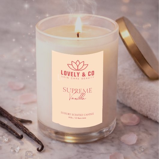 Elegant Rose & Ivory Candle Product Label  Voedselcontainer Etiket