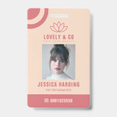 Elegant Rose & Ivory Salon Employee Qr Code  Badge (Front)
